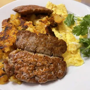 2 eggs scrambled with sausage