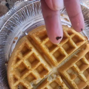 Black stuff inside and outside waffles