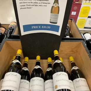 a display of bottles of wine