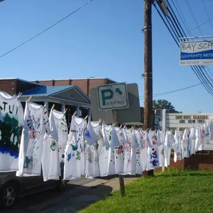 Hand-print t-shirt art from summer's Free Week of Art camp