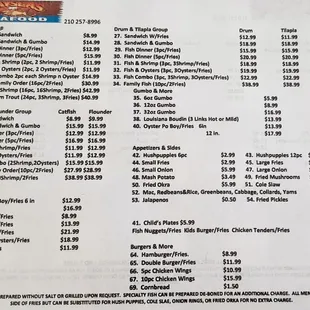 Menu with out of date prices