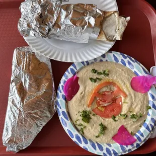 Beef Shawarma and Hummus. Thumbs up.