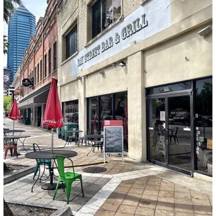tables and chairs outside