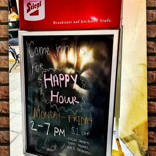 happy hour sign
