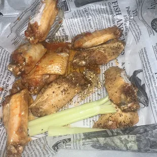 Horrible unseasoned wings dip them In ranch though