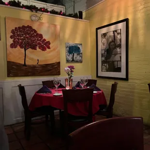 a woman sitting at a table