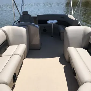 All our boats are equipped with bimini tops that cover the back half of the boat with shade for those summer days.