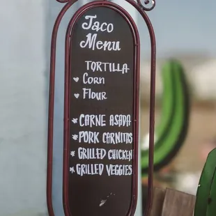 Taco menu
