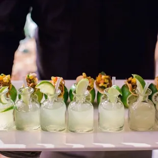Mini margaritas and tacos appetizers