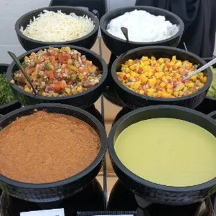 Traditional black molcajete bowl set up