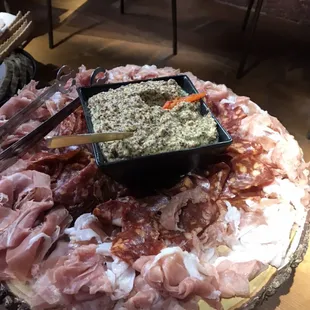 Sliced Italian meat with deli mustard