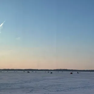 Ice fishing on the bay in January