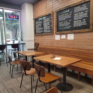 tables and chairs in a restaurant