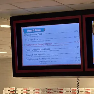 Pizza &amp; pasta menu