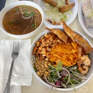 a variety of asian food