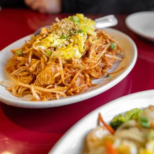 #18: Kuy Tiew Cha ($14) Choice of Protein (Beef,Chicken,Tofu,Shrimp,or Pork) w/ Rice Noodle, Paprika, Tamarind Sauce, Bean Sprouts,&amp; Peanuts