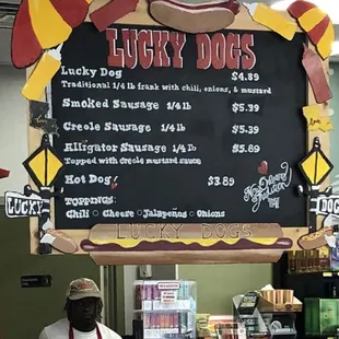 Luck Dog is right next to Bayou Boudin. The dogs are just like I remember on Bourbon street 30 years ago!
