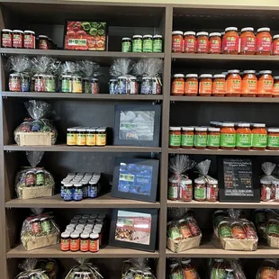 shelves full of food items