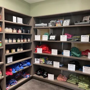shelves of clothing and other items
