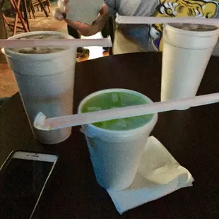 Medium chocolate daiquiris and a small gator bite (signature) daiquiri