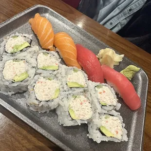 a platter of sushi