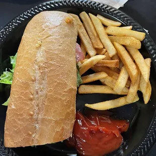 Shrimp Po-Boy with fries