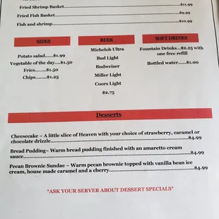 a menu for a restaurant