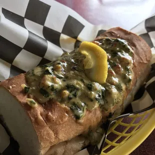 Crawfish Spinach Boat! Wow is this delicious!