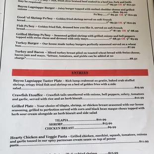 a menu for a restaurant