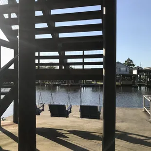 View of the channel from under the cabin.