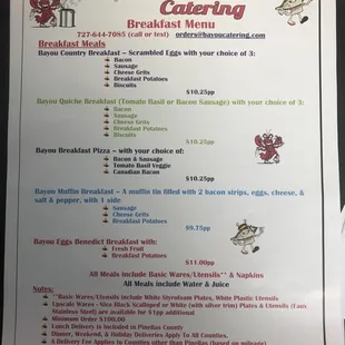Cajun breakfast menu