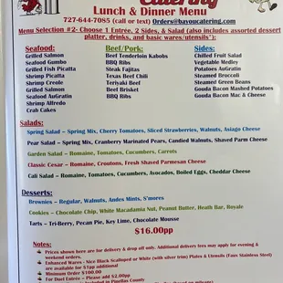 Catering menu