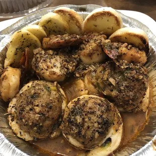 BBQ Seafood platter  it's not Liuzza's but it's great!! Sopped up every drop of that sauce