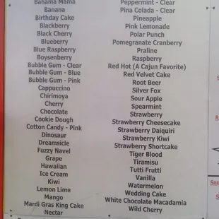 Flavor List pt1