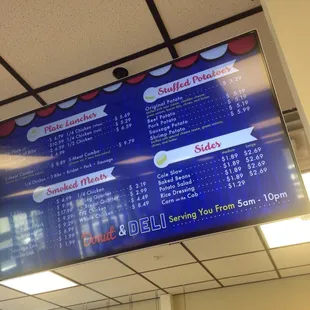 the menu for the restaurant