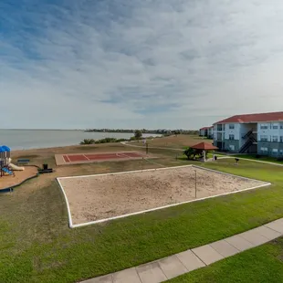 Playground, volleyball, basketball court