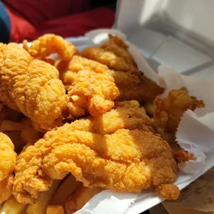 Fried catfish and fried shrimp platter