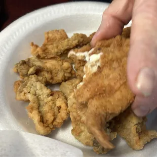 Cornmeal catfish and oysters