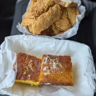 Catfish and Shrimp Special w/ side of Cornbread