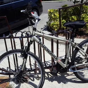 Cool pirate ship bike rack, but doesn't fit 26" tires.