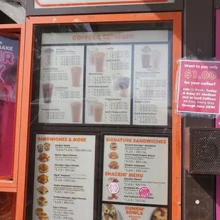 a menu for a fast food restaurant