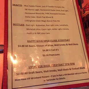 happy hour all day menu