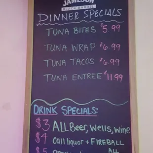 Tuesday Specials + Everyday drink specials
