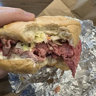 Open Pit Beef. There's way more beef than it looks in the photo. Paper thin. Delicious.