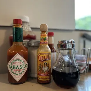 a variety of sauces and condiments