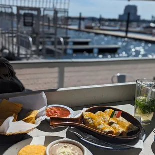 Enchiladas with Impossible Meat  (Delicious mojito in the background)