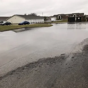 Flooded parking lot