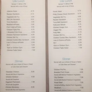 menu