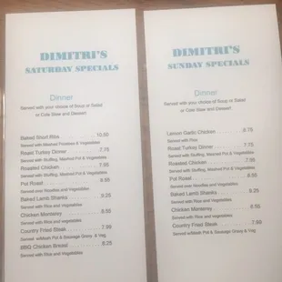 menu