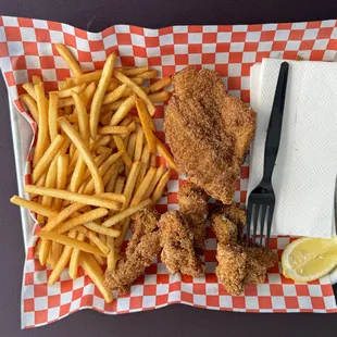 Fried catfish + fried cod